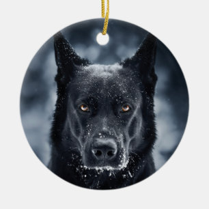 Ornamento De Cerâmica German shepherd Preto