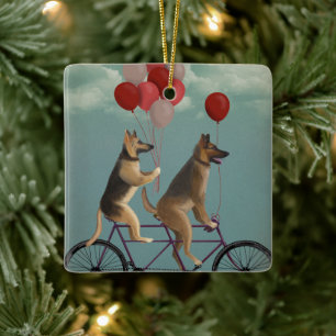 Ornamento De Cerâmica German shepherd Tandem