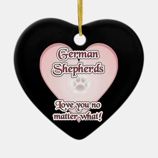 Ornamento De Cerâmica German shepherd Te Ama Não Importa O Que (Frente)