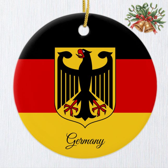 Ornamento De Cerâmica Germany Christmas Ornament, German Flag (German Flag Ornament, Eagle Emblem)