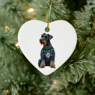 Ornamento De Cerâmica Giant Schnauzer em Suéter de Natal