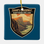 Ornamento De Cerâmica Giants Causeway Norte Irlanda Viagem Vintage<br><div class="desc">Giants Causeway vetor art design. Giants Causeway é uma área de cerca de 40.000 colunas basalto interligadas,  o resultado de uma antiga erupção de fissura vulcânica.</div>
