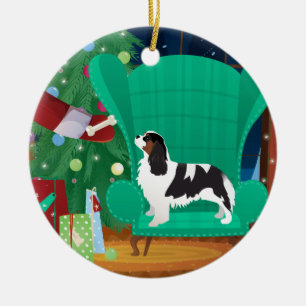 Ornamento De Cerâmica Gift de papais noeis - Cavalier King Charles Spani