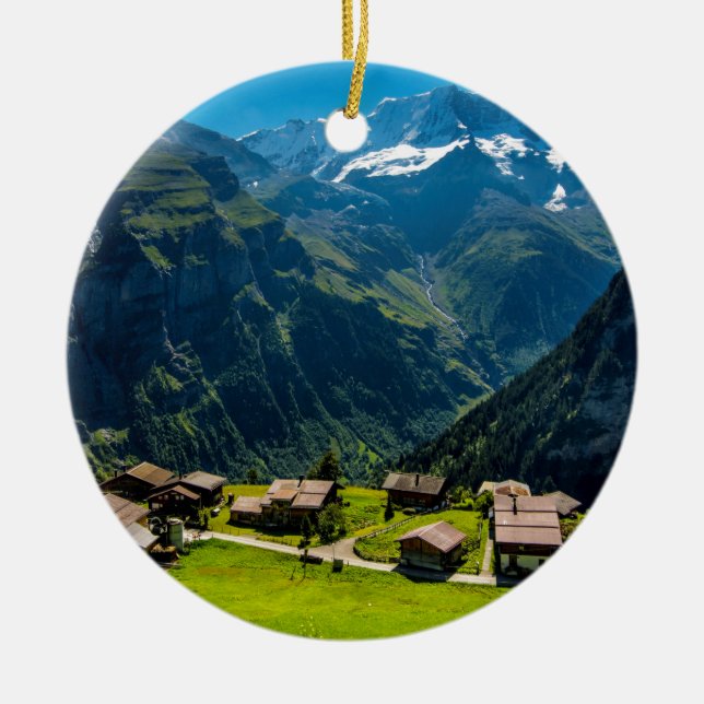 Ornamento De Cerâmica Gimmelwald em cumes suíços - suiça (Frente)
