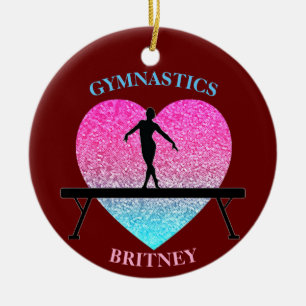 Ornamento De Cerâmica Gimnética Beam Sparkle Heart Burgundy