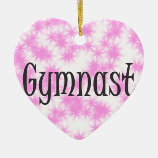 Ornamento De Cerâmica Ginasta Rosa e Branco (Frente)