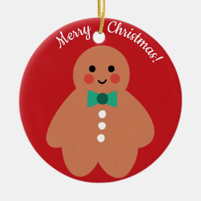 Ornamento De Cerâmica Ginger Bread Pai & Mãe | Personalização de diversã (Frente)