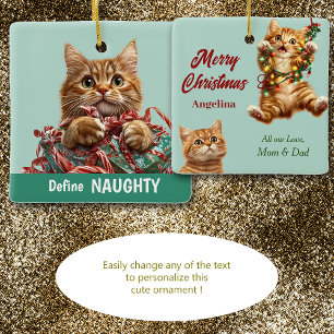 Ornamento De Cerâmica Ginger Kitten de Natal travesso