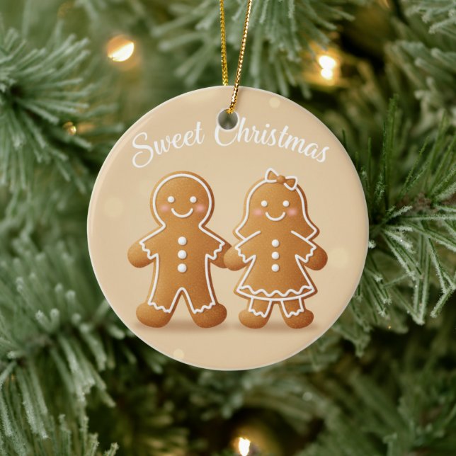 Ornamento De Cerâmica Gingerbread Couple Sweet Christmas Baking Lover (Árvore)