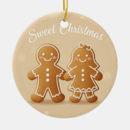 Ornamento De Cerâmica Gingerbread Couple Sweet Christmas Baking Lover