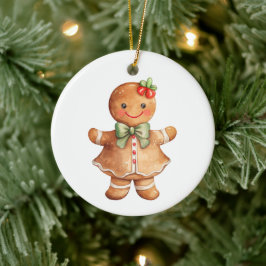 Ornamento De Cerâmica Gingerbread Girl Natal 