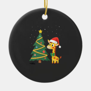 Ornamento De Cerâmica Gingerbread Man Girafa Chapéu do Papai Noel Árvore