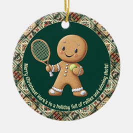Ornamento De Cerâmica Gingerpão Tênis Grand Slam 🎾 🎄 texto personaliza