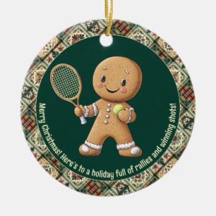Ornamento De Cerâmica Gingerpão Tênis Grand Slam 🎾 🎄 texto personaliza