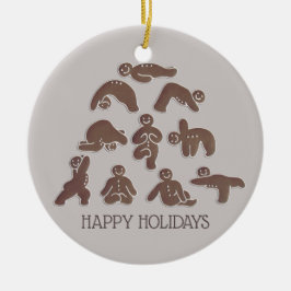 Ornamento De Cerâmica Gingerpão Yoga Respira Feriados Felizes