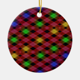 Ornamento De Cerâmica Gingham Check Multicolor Pattern