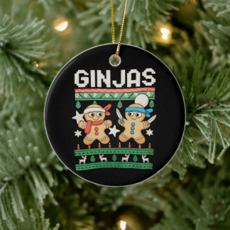 Ornamento De Cerâmica Ginjas Gingerbread Ninjas Natal Feio Xmas
