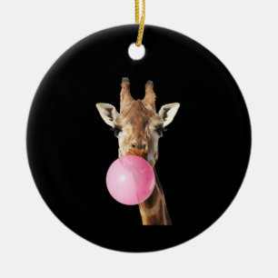 Ornamento De Cerâmica  Girafa Chiclete Rosa Bolha Fofa Amante de Animais