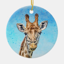Girafa Curiosa com Céu Azul Confetti