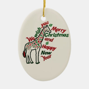 Ornamento De Cerâmica Girafa de Natal