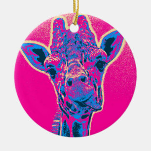 Ornamento De Cerâmica Girafa Engraçada Esticando a língua