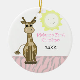 Ornamento De Cerâmica Giraffe Baby Primeiro Natal