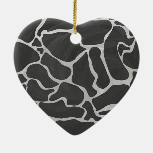 Ornamento De Cerâmica Giraffe Black and Light Cinza (Verso)