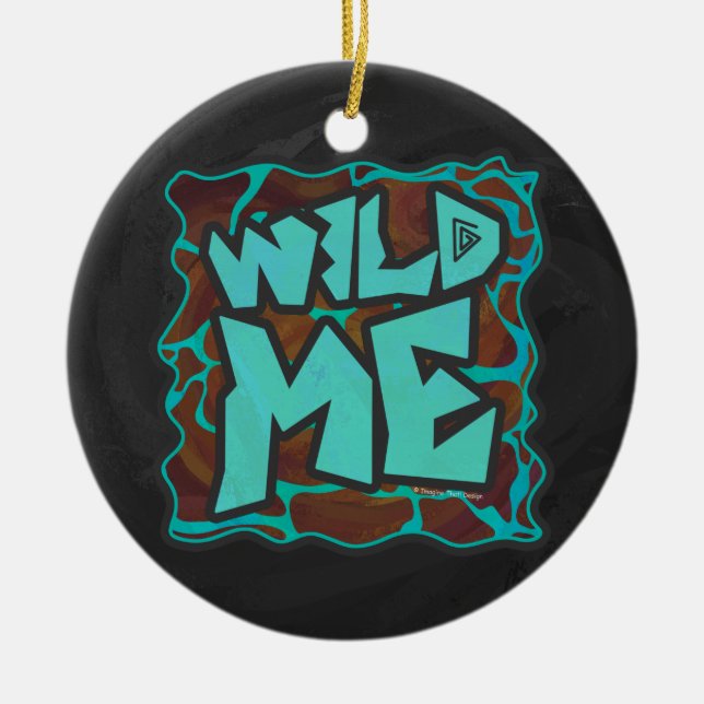 Ornamento De Cerâmica Giraffe Brown e Teal Impressão (Frente)