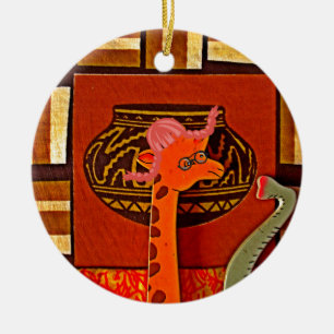 Ornamento De Cerâmica Giraffe Hat Art Impressão