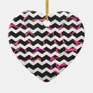 Ornamento De Cerâmica Giraffe Hot Pink e Impressão preto