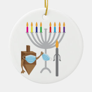 Ornamento De Cerâmica Girar o topo e a vela com máscara