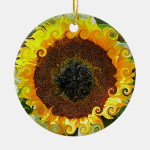 ORNAMENTO DE CERÂMICA GIRASSÓIS