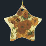 Ornamento De Cerâmica Girassóis por Van Gogh<br><div class="desc">Vida Estática: Vase com Quinze Girassóis Pintura por Vincent van Gogh Por expressionismo não é simplesmente uma forma de ver as coisas: é também uma forma de as fazer, de as pintar. Um expressionista não pinta "plano" e em tons puros - ele quebra seus tons e os aplica com uma...</div>