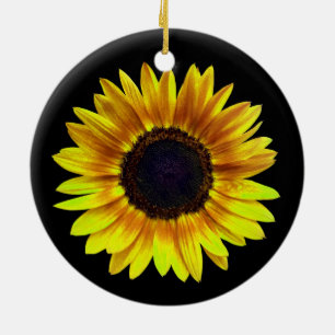 Ornamento De Cerâmica Girassol Amarelo Solteiro