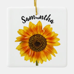 Ornamento De Cerâmica Girassol Canto Personalizado