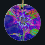 Ornamento De Cerâmica Girassol floral púrpura Elegante<br><div class="desc">pintura romântica psíquica púrpura azul-d-água cor girassol</div>