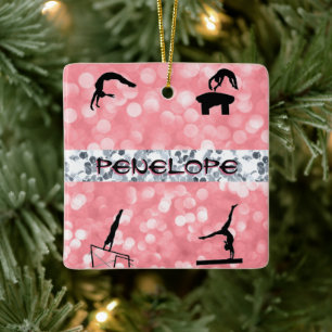 Ornamento De Cerâmica Girls Gymnastics Events Glitz e Glam