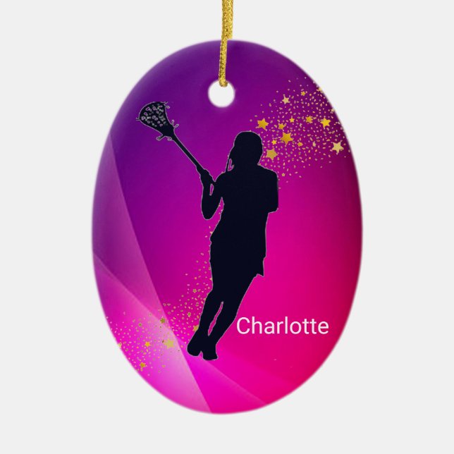 Ornamento De Cerâmica Girls Lacrosse Dominant Defender Ornament (Frente)
