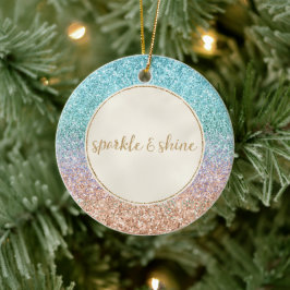 Ornamento De Cerâmica Girly Aqua Peach Dourada Purple Mint Sereid Glitte