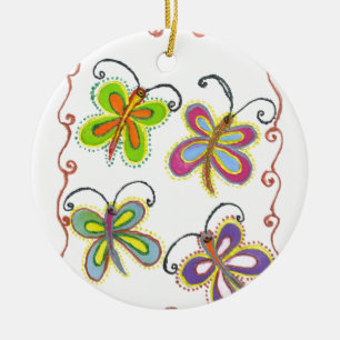 Ornamento De Cerâmica Girly Butterfly