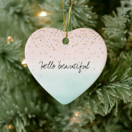Ornamento De Cerâmica Girly Glam Blush Pink Mint Dourado Sparkle Confett