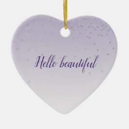 Ornamento De Cerâmica Girly Lilac Purple Confetti Glam Ombre