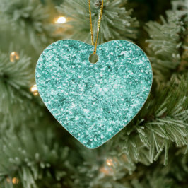 Ornamento De Cerâmica Girly Mint Glitter Confetti