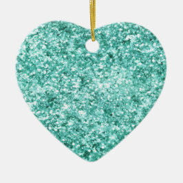 Ornamento De Cerâmica Girly Mint Glitter Confetti