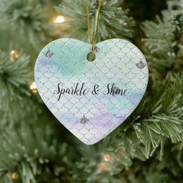 Ornamento De Cerâmica Girly Mint Purple Silver Sereia