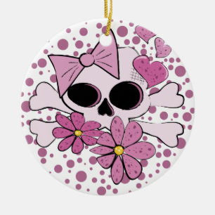 Ornamento De Cerâmica Girly Punk Skull