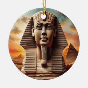 Ornamento De Cerâmica Giza Sphinx Head com Pirâmides no Egito Viagem