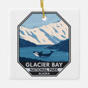 Ornamento De Cerâmica Glacier Bay National Park Alaska Orca Art Vintage