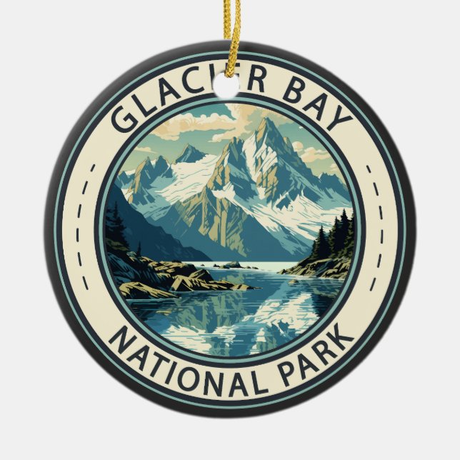 Ornamento De Cerâmica Glacier Bay National Park Illustration Viagem Art (Frente)