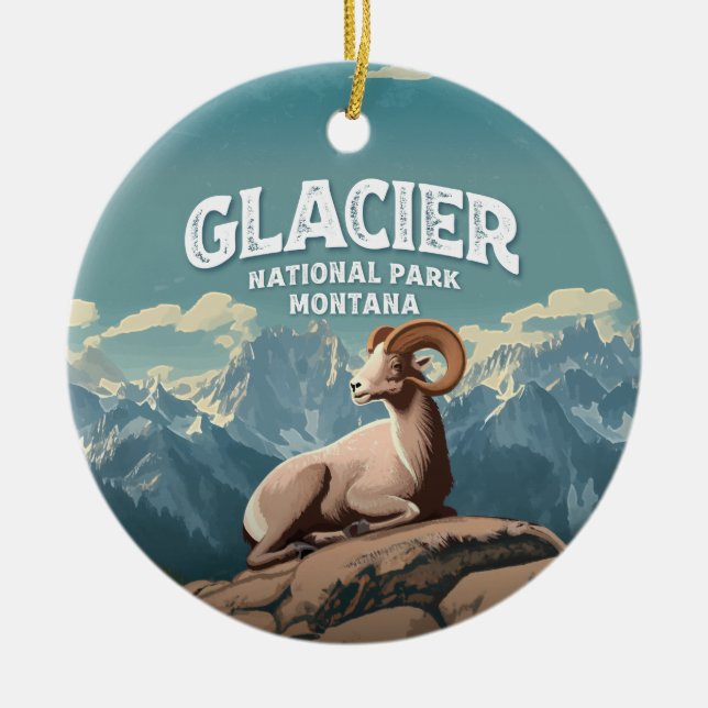 Ornamento De Cerâmica Glacier National Park Bighorn Sheep (Frente)